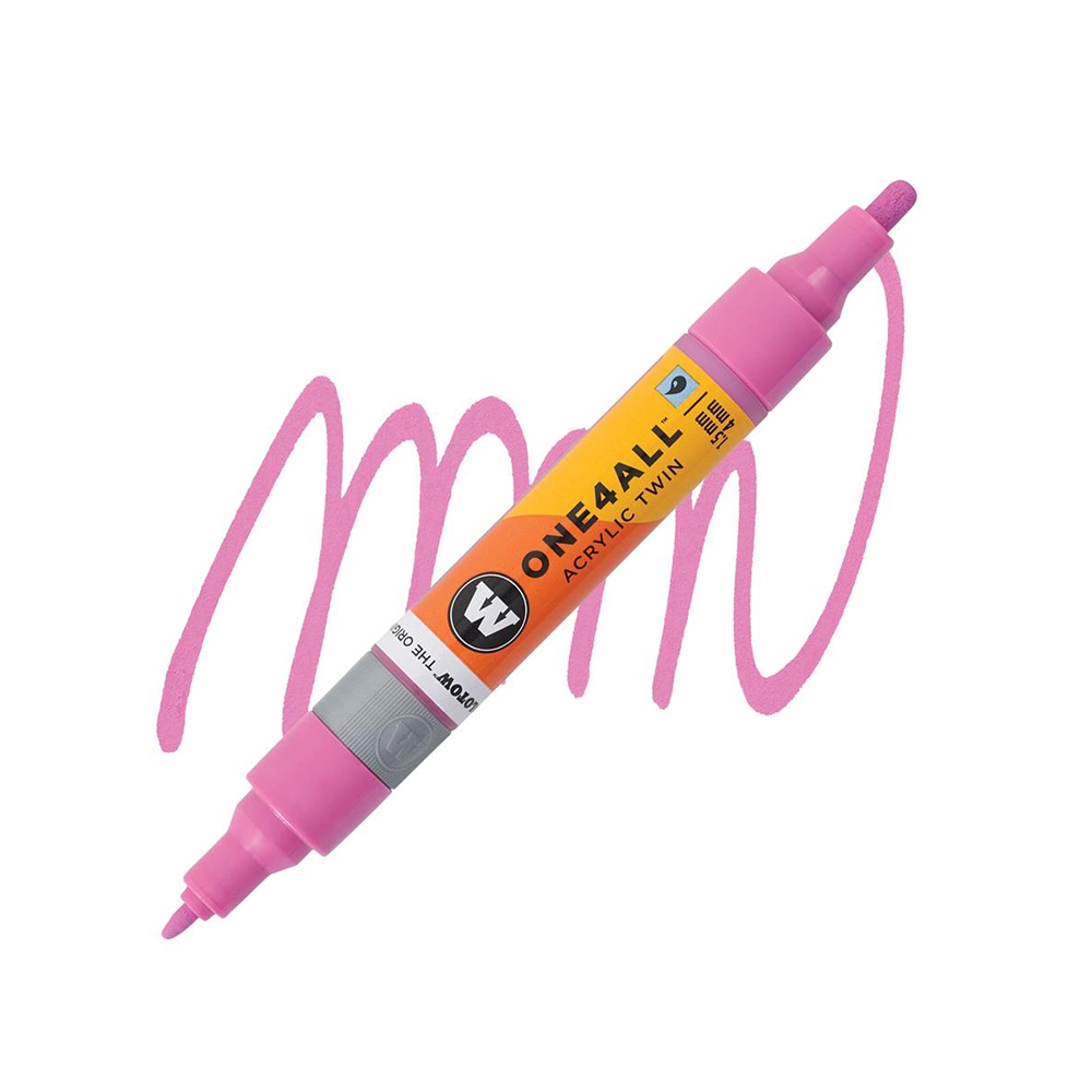 Molotow ONE4ALL Acryl Twin двустранен акрилен маркер, 1,5 + 4 мм, фуксия розов